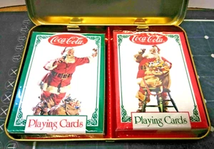 Vintage Coca Cola Nostalgie Playing Cards 2 Decks Sealed Tin Box Made England - Bild 1 von 11