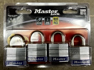 Master Lock 3008D 3/4 Zoll verschlüsseltes Vorhängeschloss 4er-Pack - silber - Bild 1 von 2