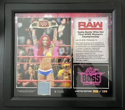 Sasha Banks Firmado Auto Inscrito “1x 7/25/16” Primera Placa de Campeonato wwe Foto 1 de 4