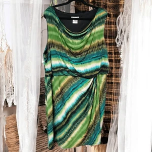 SERENGETI ARTSY BOHO CHIC plus Cocktail party dress 2X sexy flattering green - Picture 1 of 7