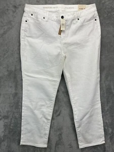 Talbots Womens Signature Crop Jeans 14 White 34x26 Comfy Cozy Denim - Picture 1 of 13