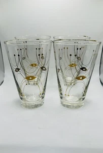 Bicchieri da bere Libbey vintage Atomic Adagio anni 50 MCM set di 4, 12 oz - Foto 1 di 8