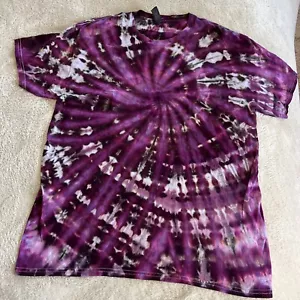 NEU Gildan Damen dunkel lila grau Spirale Eis Batik Kurzarm Shirt Large - Bild 1 von 7