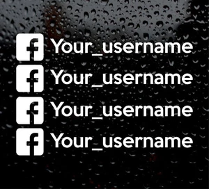 4 X FACEBOOK YOUR NAME PERSONALISED CUSTOM EURO WINDOW VINYL DECAL CAR STICKER - Picture 1 of 5