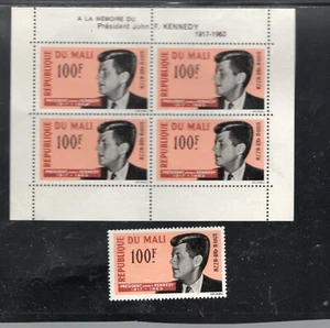 MALI #C24 1964 JFK MINT VF NH O.G SHEET 4 + SINGLE  - Picture 1 of 1