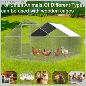 13x10X6.6 ft Large Metal Chicken Coop Hen Run House Spire Walk-in Cage Poultry - Picture 1 of 11