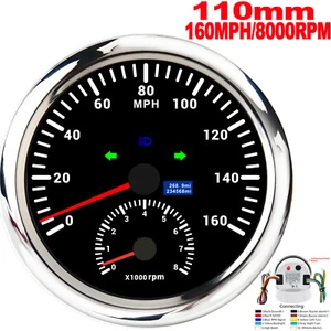 110mm GPS Speedometer 160MPH with Tachometer 8000RPM Gauge for Boat Car Truck - Picture 1 of 6