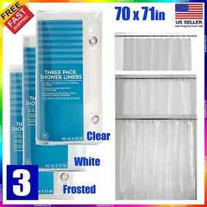 Shower Curtain Set of 3 Clear White Frosted Liners 70in x 71 in Mildew Resistant - Picture 1 of 6