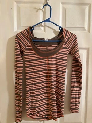 De colección Free People Manga Larga Naranja y Gris Rayas Para Mujer M Foto 1 de 4