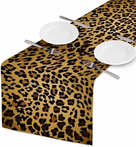 Tavolo corridore stampa leopardata cotone lino decorazione tavolo corridore 13 x 72 pollici - Foto 1 di 6