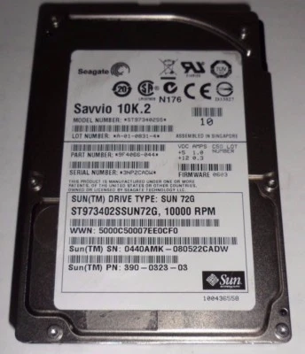 Seagate Savvio 10K.2 ST973402SS 73GB P/N 9F4066-044 SAS 2.5” HDD - Image 1 of 2