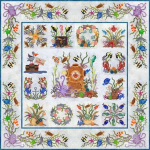 Octopuses Garden Block of the Month Applique Pattern Set - Picture 1 of 2