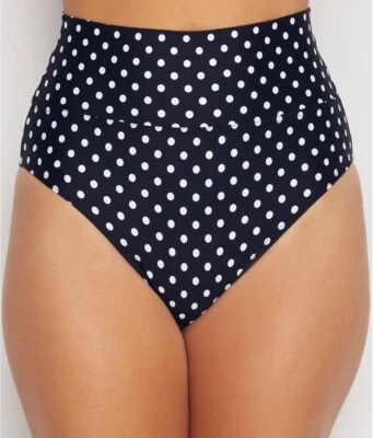 Parte inferior de natación de bikini Sunsets BLACK DOT plegable cintura alta, Reino Unido 16 Foto 1 de 4
