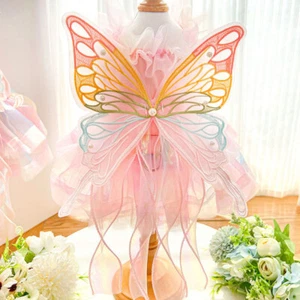 Pet Puppy Princess Dresses Rainbow Butterfly Streamer Mesh Lace Thin Pet Apparel - Picture 1 of 19