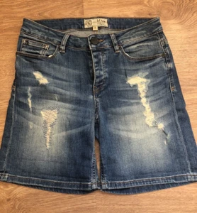 Fat Face Blue Denim Distressed Button Up Shorts Cotton Blend Women’s Size UK 8 - Picture 1 of 7