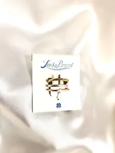 Lucky Brand Tri Tone Metal Crystal Sideways Cross Stack Rings Size 7 $35 - Picture 1 of 3