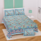 Cotton Jaipuri Floral Printed Double Bed Sheet With Two Pillow Covers For