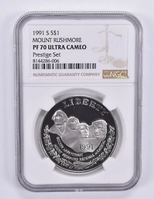 1991-S Mount Rushmore Commemorative Dollar Prestige Set PF70 UCAM NGC - Image 1 of 4