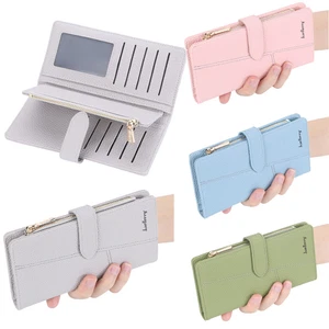 Women Credit Card Holder RFID Bifold Thin Wallets Checkbook with Zipper Pocket - Picture 1 of 23