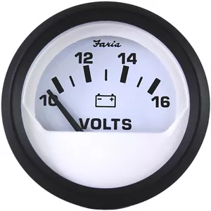 Faria Marine 2" Voltmeter Boat Gauge 10-16V Voltage Meter Euro White VP9136 - Picture 1 of 1