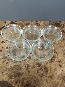 5 Pyrex 463 Clear Glass 6 oz Scalloped Edge 3-ring Clear Ramekin Custard Cups - Picture 1 of 6