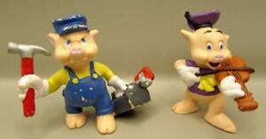 2 figurines vintage Disney trois petits cochons peintes à la main par Bullyland - Allemagne