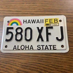 Targa Moto Hawaii Tag HI Vintage Febbraio 1999 - 580 XFJ- F11 - Foto 1 di 4