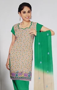 3 peice open fabric silk Salwar Kameez punjabi plazo suit bollywood indian Pak - Picture 1 of 6