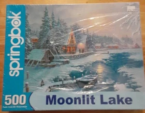 Springbok Moonlit Lake Jigsaw Puzzle 500 Pieces Winter Lake Scene New Sealed - Picture 1 of 9