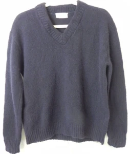 Vintage Lerner Shops 100% shetland wool Sweater Navy Blue long sleeve - Picture 1 of 4