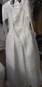 Monique Bridal Wedding Dress Size 12 Beautiful Long In Back Wide On Bottom - Picture 1 of 10