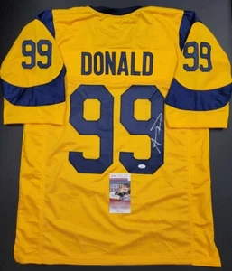 AARON DONALD Signed Autographed LOS ANGELES RAMS Yellow Custom Jersey SZ XL. JSA - Picture 1 of 6