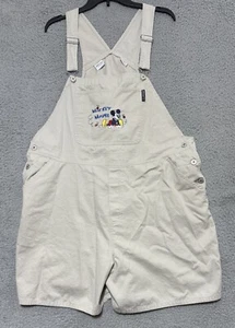 Vintage Disney Plus Mickey Mouse Overalls Bibs Womens Khaki Shorts Plus Size 22W - Picture 1 of 7