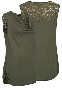 Top camicia donna Cloud5ive design cascata e pizzo dietro verde N24036021 - Foto 1 di 3