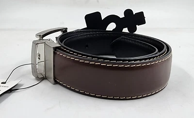 Bloomingdale's Boys' Reversible Belt 24 Brown/Black Square Silver Belt Buckle~ - Image 1 of 4