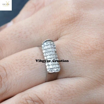 Sale!! Pave Diamond Ring 925 Sterling Silver Unisex Ring Jewelry Christmas Gift - Image 1 of 4
