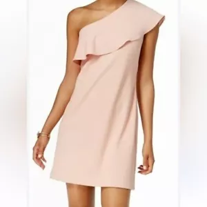 NEW Julia Jordan Women's One Shoulder Ruffled Sheath Dress Blush Size 2 - Picture 1 of 7