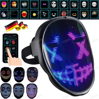 LED Maske Programmierbar App Party Halloween LED Beleuchtung Maske Bluetooth DE - Bild 1 von 4