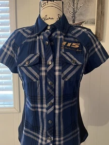 Harley Davidson Genuine Motor Clothes 115 Plaid Button Down Womens XS NWT - Picture 1 of 6