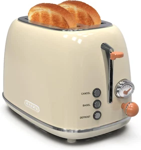 Toaster 2 Slice, Retro Stainless Steel Toaster with 6 Settings, 1.5 in Extra Wi - Picture 1 of 12