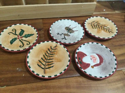 5 MWW Mercado RENO 4.5" Mini Platos Santa Acebo Navidad Festivo Foto 1 de 4