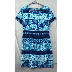 Vintage Sag Harbor kurzärmliges blaues geblümtes Kleid Größe 8 Damen Freizeitkleidung - Bild 1 von 12
