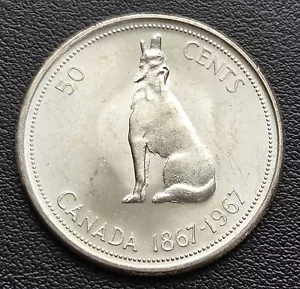 1967 Canada Silver 50-Cent Half Dollar Coin - 80% Silver - Mint Condition - Picture 1 of 2