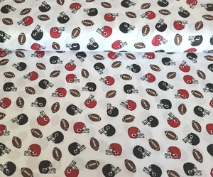 BTY X 60"W Fabric Footballs & Helmets Quilting Sewing Crafting - Picture 1 of 2
