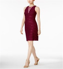 Night Way Women's New Floral Sequined Lace Pencil Dress Red Size 4