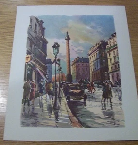 Impressionistische Straßenszene. Authentic Vintage Print. 12" x 10" um 1960 - Bild 1 von 1