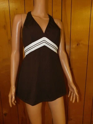 Vintage JC PENNEY Brown White One Piece Swimsuit Waist 27-29" NWOT - Image 1 of 4