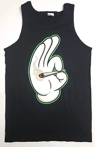 T-shirt canotta mani Topolino marijuana canna erbaccia smussata gilet uomo MEDIO nuova - Foto 1 di 2