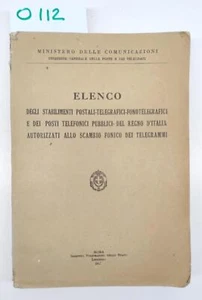 Ministero Delle Comunicazioni Elenco Degli Stabilimenti Postali-Telegrafici 1942 - Imagen 1 de 7