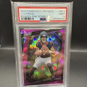 CJ Stroud Panini National VIP Gold Pack Rookie Card Pink Ice / Pink Sparkle /75 - Foto 1 di 4